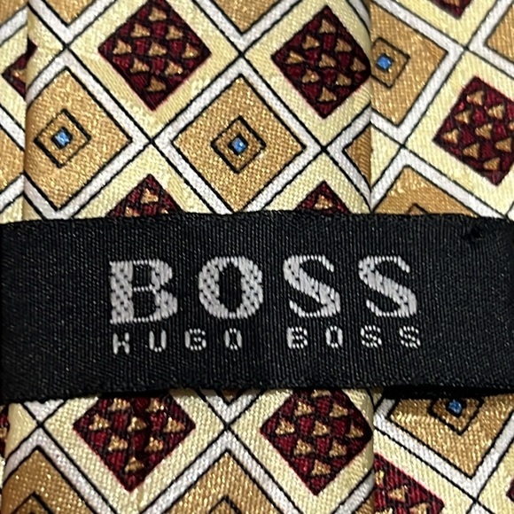 Men's Boss Hugo Boss Neutral Geometric  Tie - Picture 4 of 7